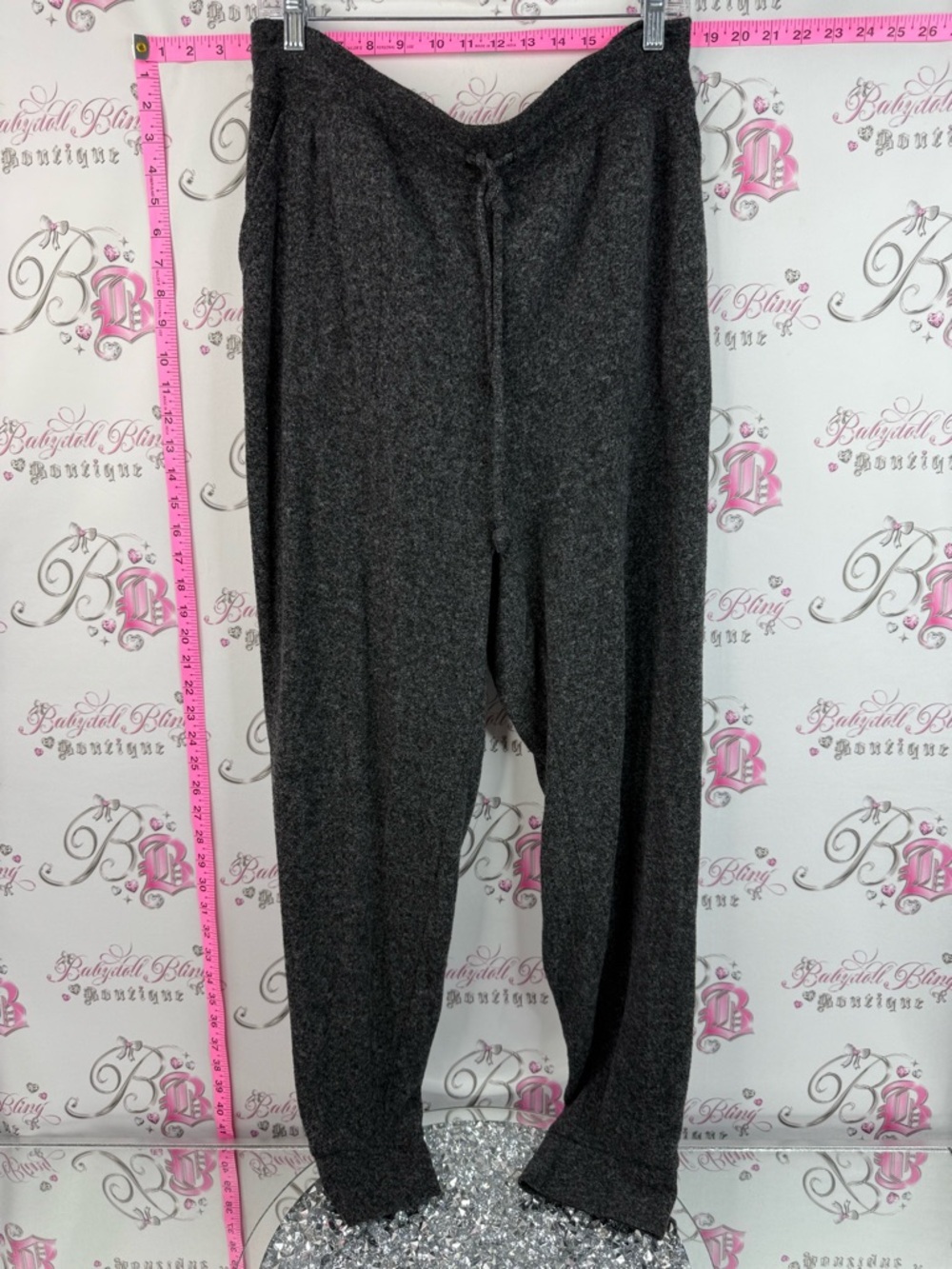 Hyba joggers sweatpants stretchy soft Cozy Dark Gray Knit Lounge Pants